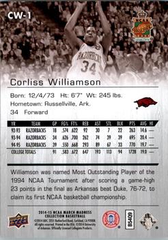 2014-15 Upper Deck NCAA March Madness - Sepia #CW-1 Corliss Williamson Back