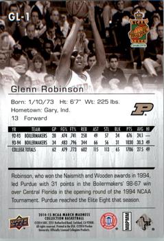 2014-15 Upper Deck NCAA March Madness - Sepia #GL-1 Glenn Robinson Back