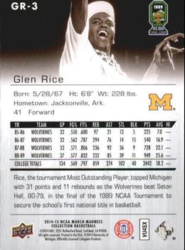 2014-15 Upper Deck NCAA March Madness - Sepia #GR-3 Glen Rice Back