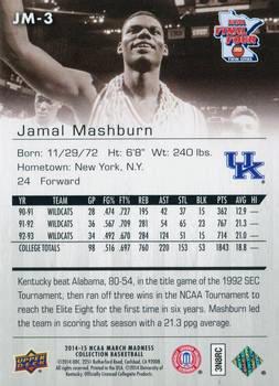 2014-15 Upper Deck NCAA March Madness - Sepia #JM-3 Jamal Mashburn Back