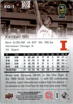 2014-15 Upper Deck NCAA March Madness - Sepia #KG-1 Kendall Gill Back