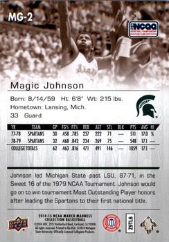2014-15 Upper Deck NCAA March Madness - Sepia #MG-2 Magic Johnson Back
