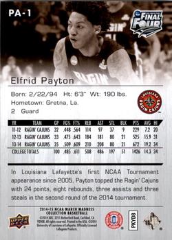 2014-15 Upper Deck NCAA March Madness - Sepia #PA-1 Elfrid Payton Back