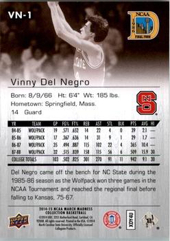 2014-15 Upper Deck NCAA March Madness - Sepia #VN-1 Vinny Del Negro Back
