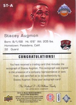 2014-15 Upper Deck NCAA March Madness - Autograph Exclusives #ST-A Stacey Augmon Back