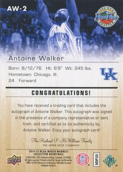 2014-15 Upper Deck NCAA March Madness - Gold Foil Autographs #AW-2 Antoine Walker Back