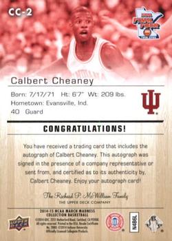 2014-15 Upper Deck NCAA March Madness - Gold Foil Autographs #CC-2 Calbert Cheaney Back