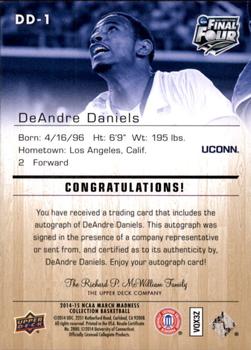 2014-15 Upper Deck NCAA March Madness - Gold Foil Autographs #DD-1 DeAndre Daniels Back