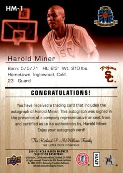 2014-15 Upper Deck NCAA March Madness - Gold Foil Autographs #HM-1 Harold Miner Back