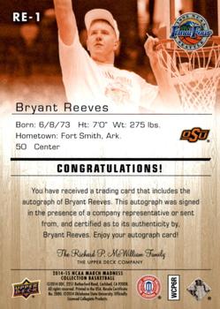 2014-15 Upper Deck NCAA March Madness - Gold Foil Autographs #RE-1 Bryant Reeves Back