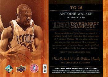2014-15 Upper Deck NCAA March Madness - Tournament Champs Autographs #TC-16 Antoine Walker Back