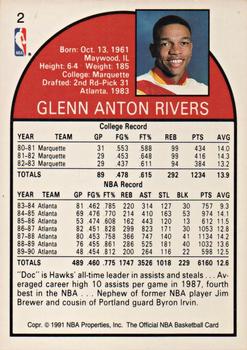 1991 Hoops 100 Superstars #2 Glenn Rivers Back