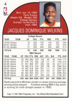 1991 Hoops 100 Superstars #4 Dominique Wilkins Back