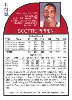 1991 Hoops 100 Superstars #14 Scottie Pippen Back