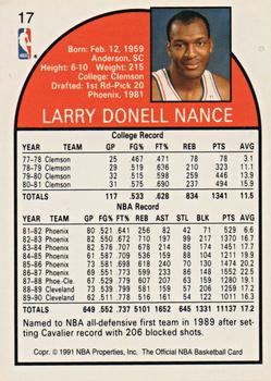 1991 Hoops 100 Superstars #17 Larry Nance Back