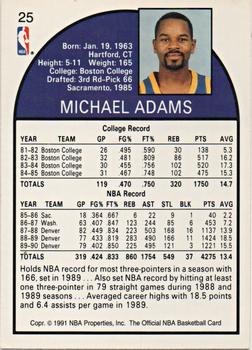 1991 Hoops 100 Superstars #25 Michael Adams Back