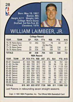 1991 Hoops 100 Superstars #28 Bill Laimbeer Back