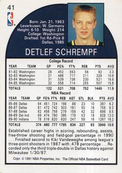 1991 Hoops 100 Superstars #41 Detlef Schrempf Back
