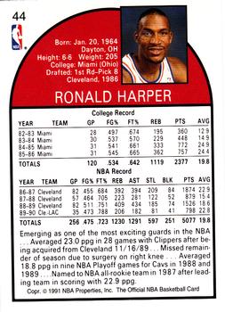 1991 Hoops 100 Superstars #44 Ron Harper Back
