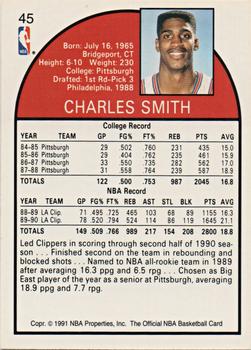 1991 Hoops 100 Superstars #45 Charles Smith Back