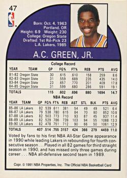 1991 Hoops 100 Superstars #47 A.C. Green Back