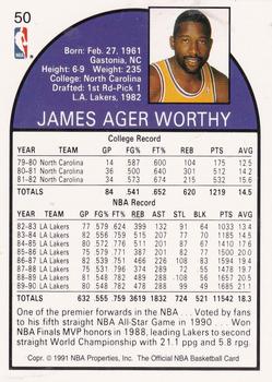 1991 Hoops 100 Superstars #50 James Worthy Back