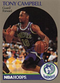 1991 Hoops 100 Superstars #58 Tony Campbell Front