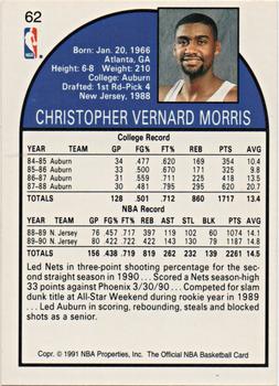 1991 Hoops 100 Superstars #62 Chris Morris Back