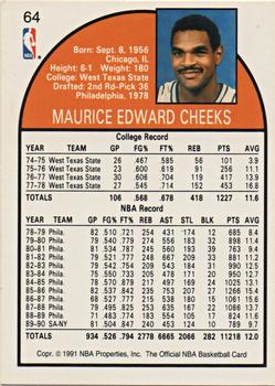 1991 Hoops 100 Superstars #64 Maurice Cheeks Back