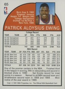 1991 Hoops 100 Superstars #65 Patrick Ewing Back