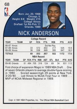 1991 Hoops 100 Superstars #68 Nick Anderson Back