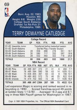 1991 Hoops 100 Superstars #69 Terry Catledge Back