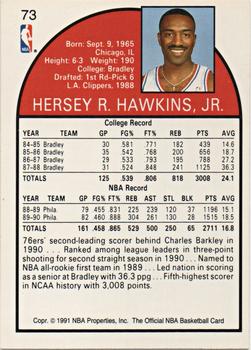 1991 Hoops 100 Superstars #73 Hersey Hawkins Back