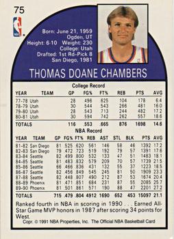 1991 Hoops 100 Superstars #75 Tom Chambers Back