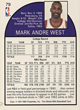 1991 Hoops 100 Superstars #79 Mark West Back