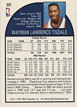 1991 Hoops 100 Superstars #85 Wayman Tisdale Back