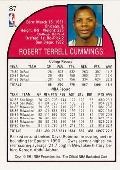 1991 Hoops 100 Superstars #87 Terry Cummings Back