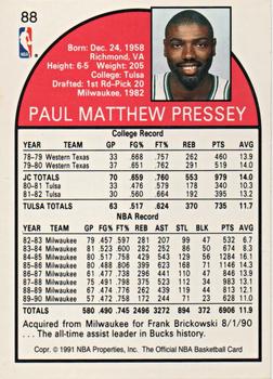 1991 Hoops 100 Superstars #88 Paul Pressey Back