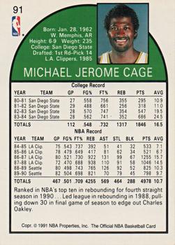 1991 Hoops 100 Superstars #91 Michael Cage Back