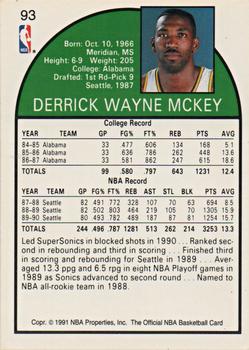 1991 Hoops 100 Superstars #93 Derrick McKey Back