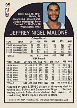 1991 Hoops 100 Superstars #95 Jeff Malone Back