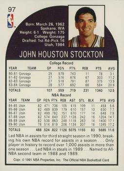 1991 Hoops 100 Superstars #97 John Stockton Back