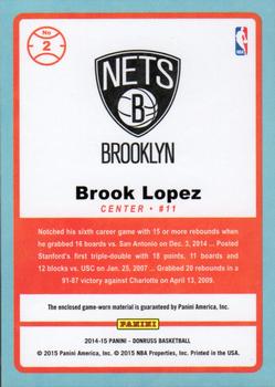 2014-15 Donruss - Game Threads #2 Brook Lopez Back
