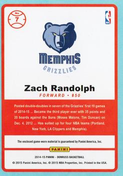 2014-15 Donruss - Game Threads #7 Zach Randolph Back