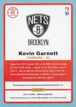 2014-15 Donruss - Game Threads #41 Kevin Garnett Back
