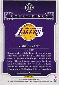 2014-15 Donruss - Court Kings #22 Kobe Bryant Back