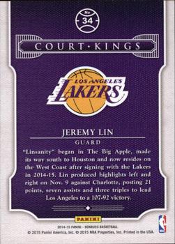 2014-15 Donruss - Court Kings #34 Jeremy Lin Back