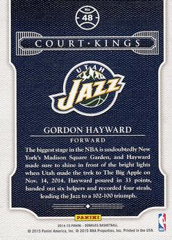 2014-15 Donruss - Court Kings #48 Gordon Hayward Back