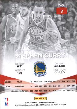 2014-15 Donruss - Elite #8 Stephen Curry Back