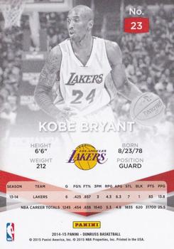 2014-15 Donruss - Elite #23 Kobe Bryant Back